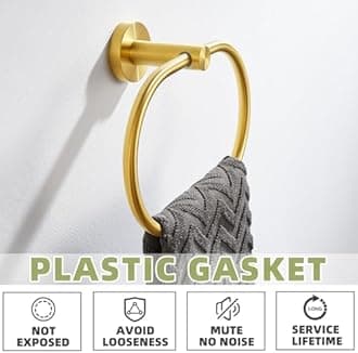 Bath Towel Ring Brushed Gold, APLusee 304 Stainless Steel Swivel Hand Towel Holder Dry Rack Near The Sink, Modern Bathroom Accessories