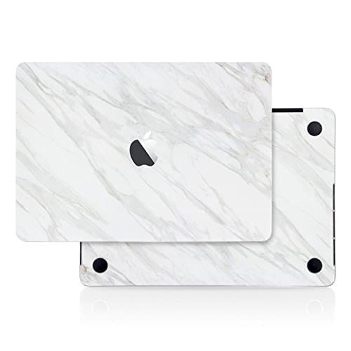 White Marble Stone Skin Decal (4-in-1) Full-Size 360° Protector Cover Apple MacBook Pro 13 Inch A1706 A1708 A1989 (2016 to 2019 Model, with & w/o Touch Bar & ID) Black Keyboard Cover