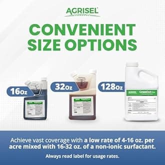 GrassOut Max Weed Killer, Targets 50+ Grassy Weeds Without Harming Desired Plants, Pet Safe, Large Area Treatment, Easy Application, Includes 3-Pack of Agrisel Protective Gloves, 128 Ounces