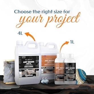 - Crystal Clear 1:1 Epoxy UV Resin and Hardener 1 Litre Liquid Art Kit Long Lasting Smooth Finish Non Toxic Easy to Use with Self Leveling Suitable for Jewellery and Keychain Making