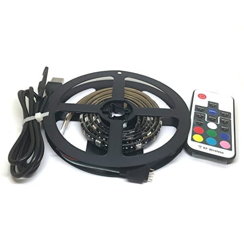 TACLKA USB LED TV Backlight Kit, RGB 5050 LED Light Strip Flexible Waterproof with 17 Keys RF Remote Control (19inches/0.5m)