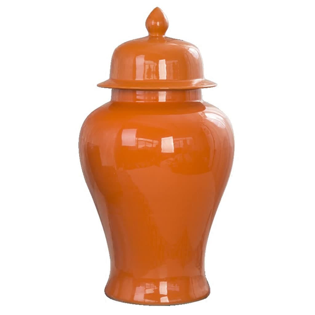 LIN HE SHOP Orange Ceramic Ginger Jar, Decorative Temple Jar, Home Furnishing and Living Room Decorations (Size : L)