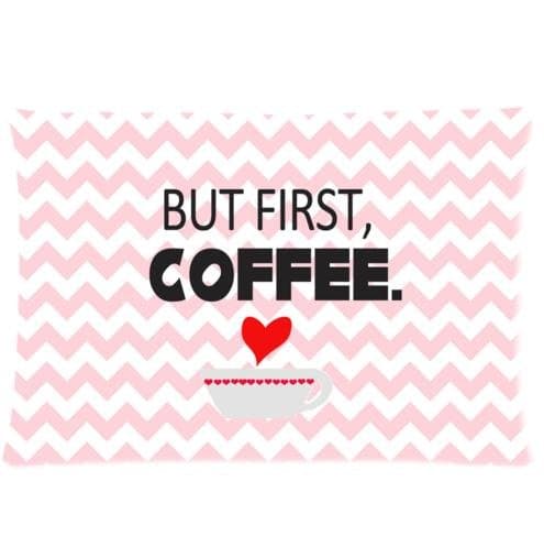 Custom Characteristic Awesome But First Coffee Pink And White Chevron Background Pattern Print Rectangle Pillow cases Pillow Cover 20x30 inches (One Side)