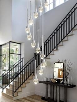 H120'' Long Crystal Raindrop Chandelier 12 Lights Foyer Pendant Lighting Entrwey High Ceiling Chandeliers LED Dimmable Lighting…