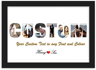 Wood Rectangular One Pinch Custom Name Photo Collage,Wall Mount Personalized Text Word Art (12x18), Black