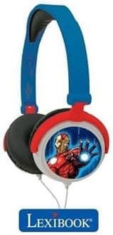 Lexibook Marvel The Avengers Iron Man Stereo Headphone, kids safe, foldable and adjustable, red/blue, HP010AV, One Size