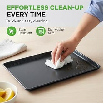 NutriChef 8-Piece Stackable Nonstick Bakeware Set - Premium Steel Baking Pans Set - Includes Round Cake Pan, 6-Cup Muffin Pans, Wide/Square Brownie & Loaf Pans, Cookie Sheet, & Roaster Pan (Black)