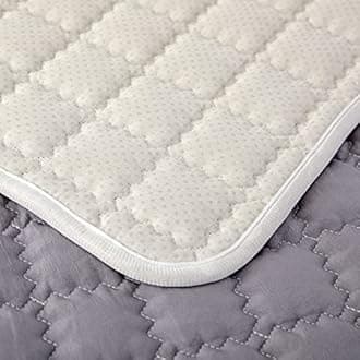 vctops Farmhouse Solid Color Sofa Slipcover Non Slip L Shape Sofa Cover Lace Trim Plaid Quilted Sectional Couch Cover Furniture Protector Cover for Pets Kids Children Dog Cat (Gray,28"x59")