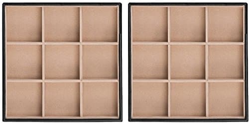Glenor Co Jewelry Organizer Tray - Set of 2 - Stackable 18 Slots Jewelry Storage Trays - Display on Dresser or Drawer - Compatible with Other Trays - Black