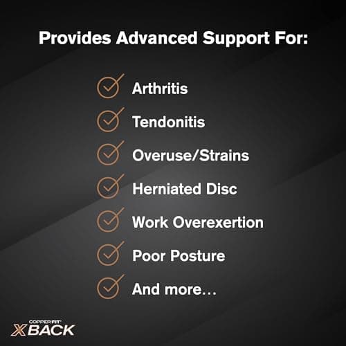 Copper Fit X-Back Brace for Lower Back Pain, Lumbar Support, Herniated Discs, Sciatica, Arthritis - Adjustable, Breathable Design - Men and Women (L/XL)