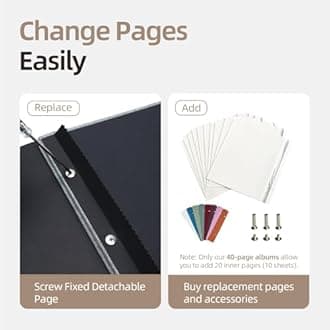 Vienrose Large Photo Album Self Adhesive for 4x6 8x10 10x12 Pictures Scrapbook Album DIY Scrap Book 40 Sticky Pages with A Metallic Pen