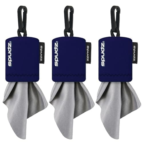 Classic Microfiber Lens Cleaner – Clip-On Pouch, Washable – for Binoculars, Scopes, Glasses, Screens | Navy Blue, 6 x 6 Inch (3-Pack)
