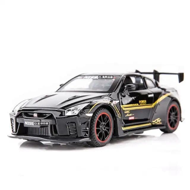 Metal Pull Back Diecast Car 1:32 Nisan Gtr R35 Pull Back Car Model With Sound Light Boys Gifts Toys For Kids?Pack Of 1?, Multicolor