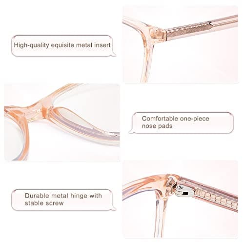 Madison Avenue Square Vintage TR90 Blue Light Blocking Reading Glasses for Women, Anti Glare/Eyestrain Computer Readers