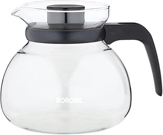 Borosil Carafe with Strainer Lid and Spout Mouth | Borosilicate Glass Flame Proof Glass Kettle | Microwave, Dishwasher and Oven Safe | Glass Teapot Perfect for Tea/Coffee Brewing (1.5 L)