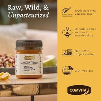 Comvita Manuka Honey MGO 50+ Multifloral - Raw Manuka Honey New Zealand, Pure & Unpasteurized for Tea & Wellness, Superfood Sugar Alternative, Wild, Non-GMO - 250g (8.8 oz)