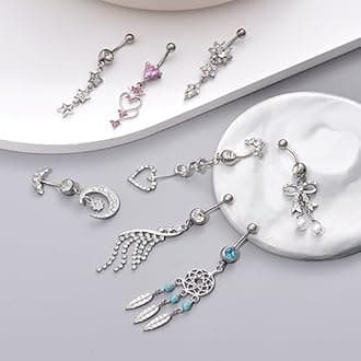 TAMHOO 15PCS 14G Stainless Steel Belly Button Rings for Women with AAA Cubic Zirconia