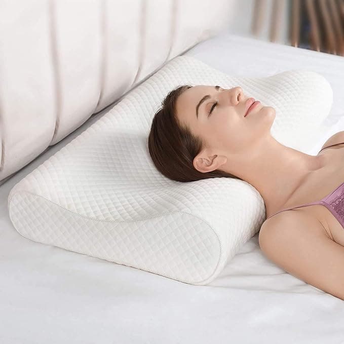 Cervical Contour Memory Foam Pillow for Sleeping,Orthopedic Pillow for Neck Pain, Support for Back,Stomach,Side Sleepers, with Breathable Zip Cover (White)