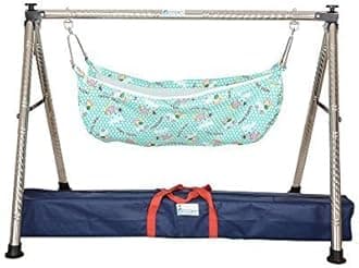 A TO Z HUB Baby Boy's and Girl's Portable Folding Swing Cradle/ghodiyu/parna/jhula, with Free Baby Cotton Hammock. (Regular Folding Round Pipe ( Black ))