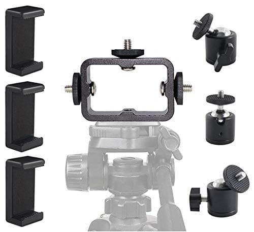Tripod Mount Adapter Kit for 3 Devices. Works with Smartphones, iPhone, Android, GoPros, DSLR Cameras, Mic, LED, Ring Lights. Perfect for Vlogging, YouTube, Live Streaming, Tik Tok