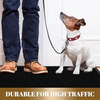 Yimobra Front Door Mats, Heavy Duty Water Absorbent Mud Resistant Easy Clean Entry Outdoor Indoor Rugs,Non Slip Backing, Exterior Mats for Outside Patio Porch Farmhouse, 47 x 32,Black