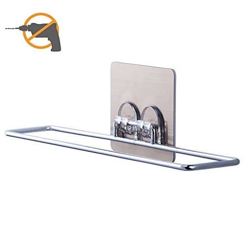 Towel Rack Laungda Towel Bar Holder Wall Mount Self Adhesive Towel Rail for Bathroom Shower Kitchen RV Caravan Chrome Dorm Pack of 1