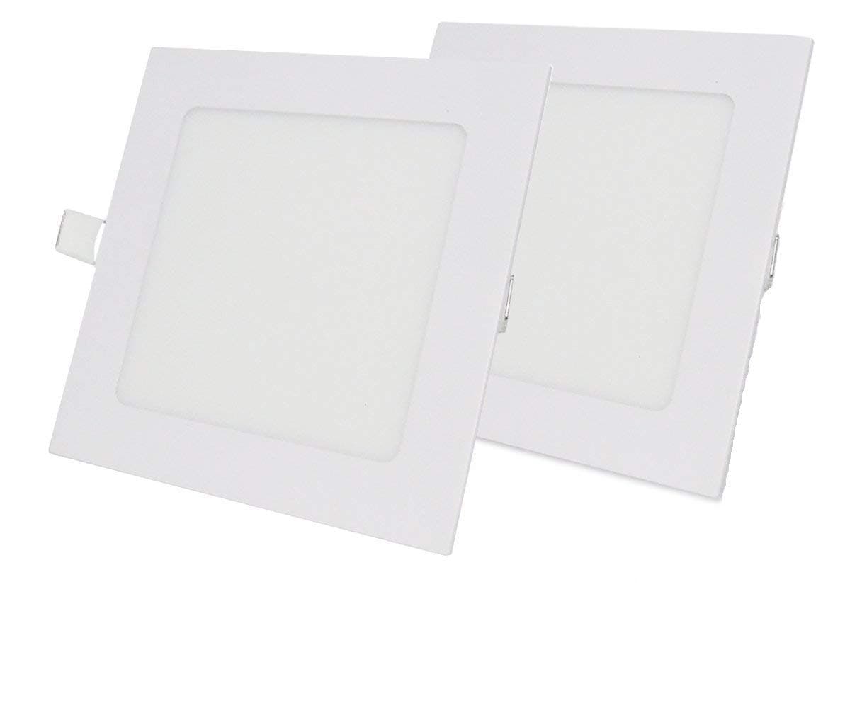 NRGLEVERLED 12CW Square Recessed Ceiling Panel, Downlight Ultra Slim Lamp, Cold White 6500K, 170×170mm,2 Pack led lamp