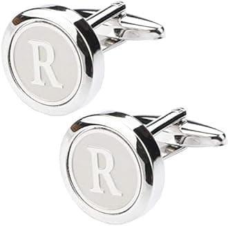 Dannyshi Mens Classic Stainless Steel Initial Cufflinks 26 Alphabet Initial Letter Cufflinks Business Shirts A-Z