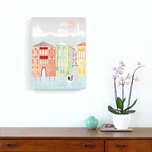 Venice Wall Art Print, Canals and Gondolas, Framed Canvas