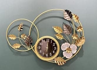 Mokshith Classic Modern Clock - Elegant and Decorative Analog Clock,Silent Non-Ticking with Distressed Metal Frame for Office, Living Room or Bedroom (MO-24)