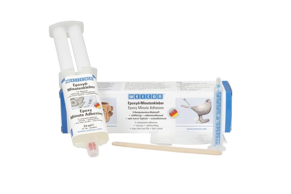 WEICON Epoxy Minute Adhesive Set with Mixing nozzle | 24 ml | Double syringe 2-component epoxy adhesive