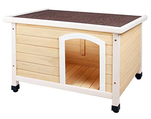 HiCaptain Waterproof Solid Cedar Pet House Deluxe Dog Kennel Universal Fits for Small Medium Large Animals (L:45 x 30.5 x 31.5 Inch, Natural)