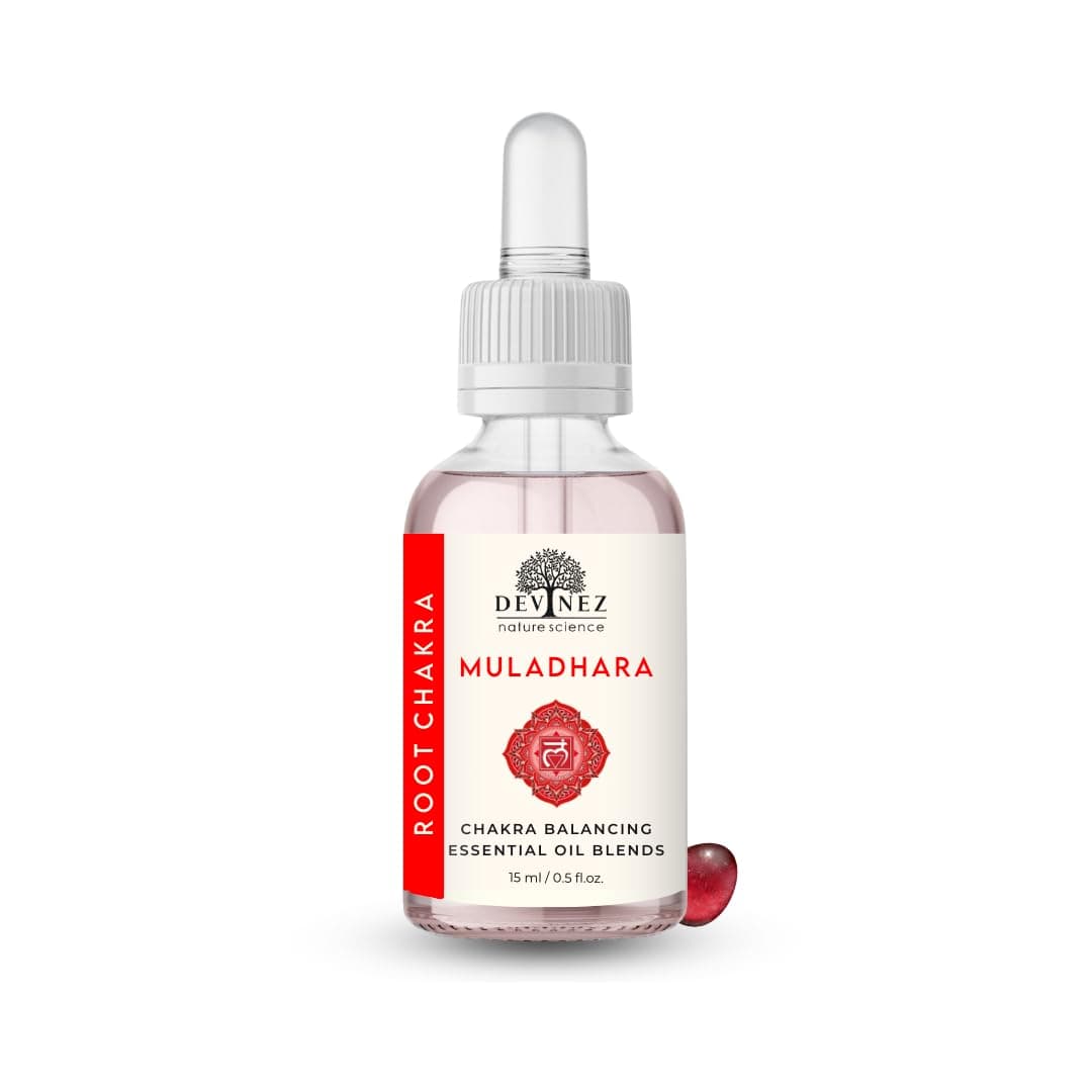 Root Chakra (Muladhara) Essential Oil, 15ml/0.50 fl oz - Diffuser Blend, with Ruby Gemstone - Aromatherapy Oil for Chakra Balance, Meditation, Yoga, Reiki & Healing