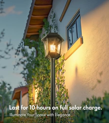PASAMIC 63 in Solar Pole Lights Outdoor 2 Pack, Vintage Solar Lamp Post Lights, Outdoor Decorations for Yard Waterproof IP44, Outdoor Decor for Garden, Pathway, Yard, Front/Back Door, Warm White