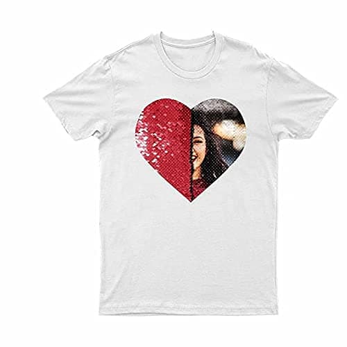 Unisex Regular Fit Magic Sequin Flip Printed T-Shirt, Customised Printed Photo Text, Round Neck, Half Sleeve for Men and Women