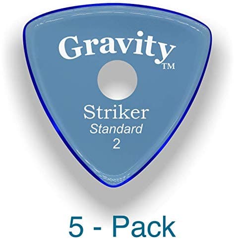 Gravity Picks: Acrylic Guitar Picks with Polished Bevels In Standard Pick Size for Brighter Sound & Tighter Grip - 5 Pack (Striker - Standard, Round Hole Grip)