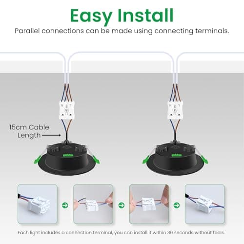 ALUSSO Lighting Black LED Downlights Dimmable Recessed Ceiling Lights 10W 1050lm High Brightness, 3000K Warm 4000K Neutral 6500K Cool White Bathroom Spotlights Ceiling Ultra Slim IP44 Kitchen, 6 Pack