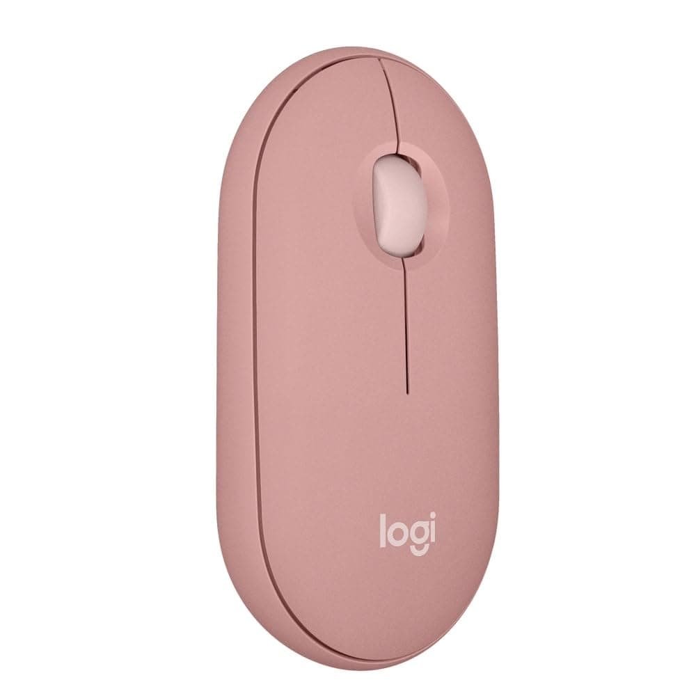 Logitech Pebble Mouse 2 M350s Slim Bluetooth Wireless Mouse, Portable, Customisable Button, Quiet Clicks, 4K DPI, 24-month battery, Easy-Switch for Windows, macOS, iPadOS, Android, Chrome OS -Rose