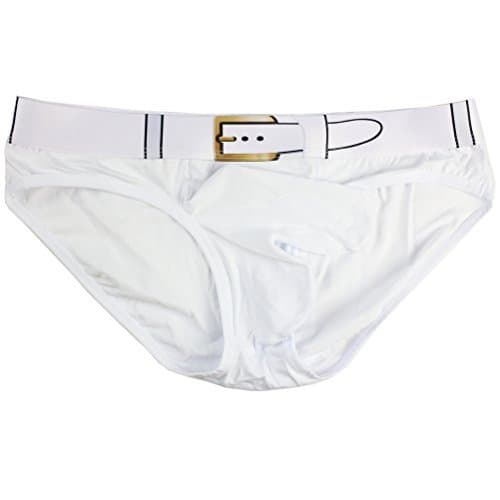 AUKU Mens Thong Breathe Underwear，Separation Triangular JJ Sets Underwear White