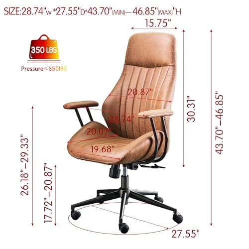 ovios High Back Ergonomic Office Chair, Brown