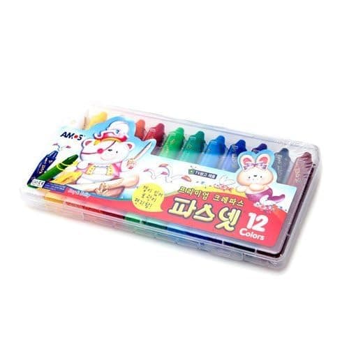 AMOS Premium Non-Toxic Silky Crayon Pasnet 12 Colors