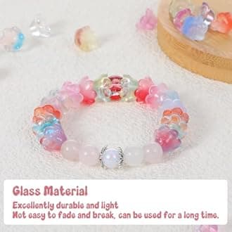 TIESOME 100 Pcs Glass Bellflower Beads for Jewelry Making, Colorful Trumpet Flower Beads Mixed Bellflower Floral Bead with Hole for Bracelets Necklaces Earrings Beading Project