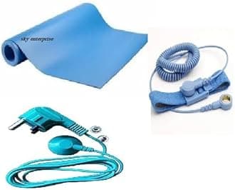 Sky-Zero Volt Therapy kit Grounding Mat Pad Earthing Sheet With 3 pin Plug & Grounding Wrist Band for Grounding Human body volatge (SIZE) (1X1.5 FT)