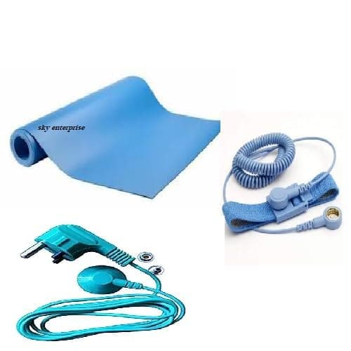 Sky-Zero Volt Therapy kit Grounding Mat Pad Earthing Sheet With 3 pin Plug & Grounding Wrist Band for Grounding Human body volatge (SIZE) (3X1.5 FT)