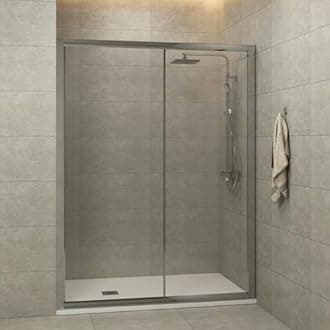 1500mm Sliding Shower Door 6mm Safety Tempered Glass Reversible Shower Enclosure Cubicle Screen