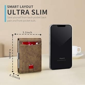 RUNBOX Slim Money Clip Wallets for Men, Minimalist Card Holder Small Leather Bifold RFID Blocking Mens Front Pocket Wallet with 11 Card Slots Gift Box