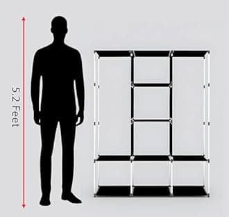 Maison & Cuisine Collapsible Wardrobe Closet for Clothes Almira, 2 Hanging Space, 8 Shelves Non-Woven Fabric 90 GSM (88230) (Purple)