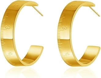 Gold Hoop Earrings For Women Geometric Textured Beaded Hoops Hypoallergenic Earrings