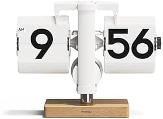 mooasClassic Modern Wood Mini Flip Clock (White)