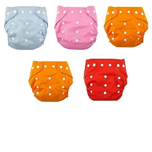 Tinny Tots Cloth Diaper Reusable Nappy Washable Free Size Adjustable Waterproof (PACK OF 5)